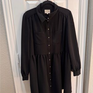 Sezane Black Long Sleeve Dress